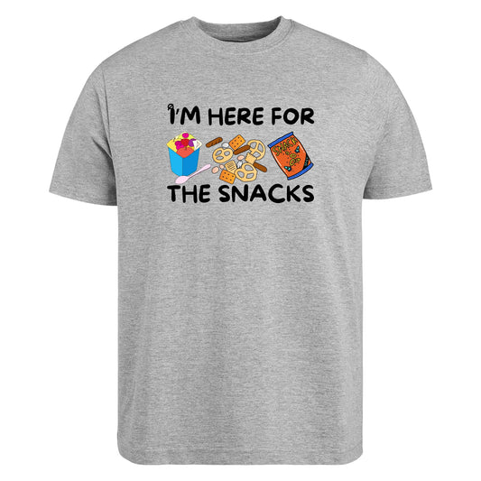 Be Buz I’m Here for The Snacks/Drinks Funny T-Shirt Family Matching Food and Beer Shirts – Party, BBQ, Vacation or Game Night Tee