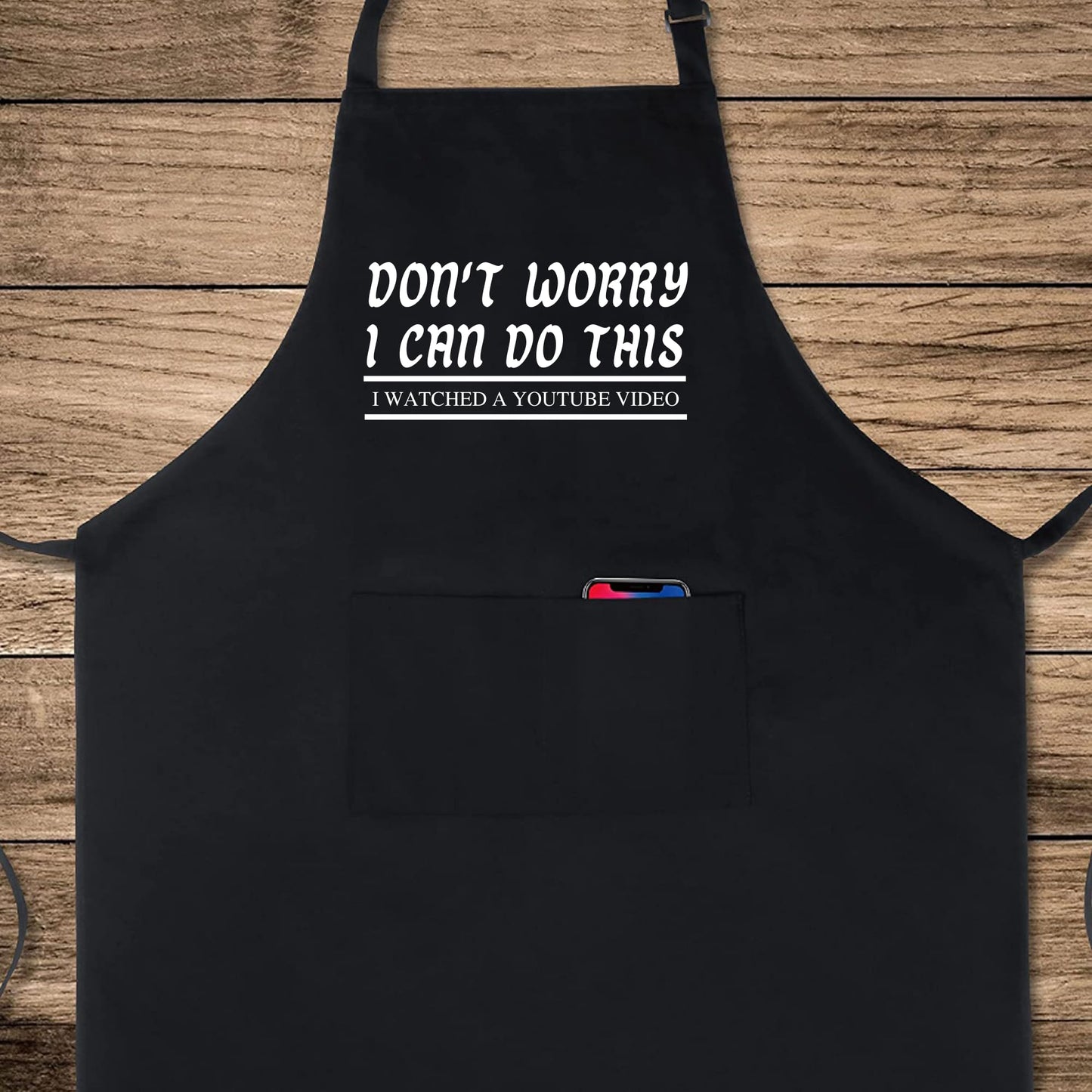 Dont Worry I can Do This Funny Aprons for Men adjustable bib apron with pockets for cooking black chef apron