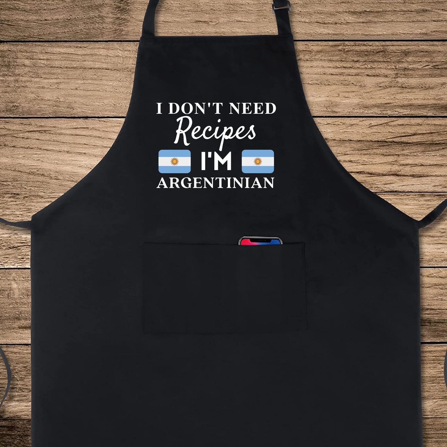 I Don't Need Recipes, I'm Argentinian Adjustable Long Apron with two Pockets Chefs Home Cooks Cooking, Kitchen, and Grilling BBQ Apron gift for him her