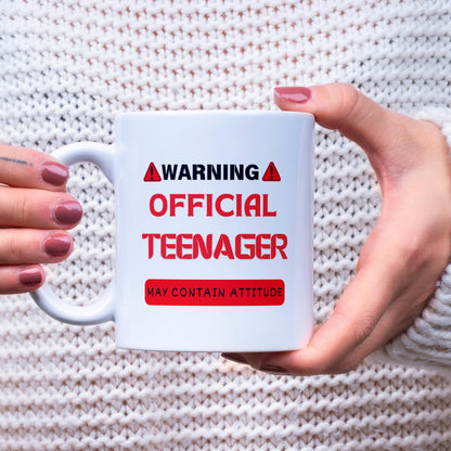 Warning Official Teenager Mug Funny Teen Attitude Gift Mug Birthday Gift for Teens, Boys or Girls Sarcastic Coffee Cup for Teenagers