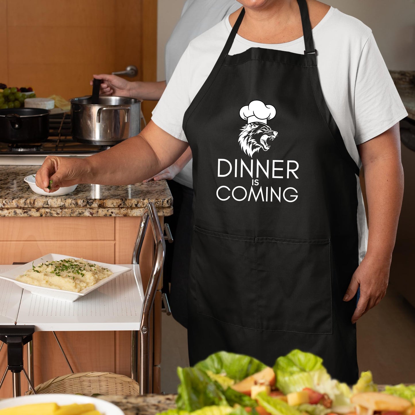 Dinner Is Comming Funny Aprons for Women Printed Apron Gift for Her Chef Apron Kitchen Apron BBQ Apron Gift Baking Apron Father Day Gift