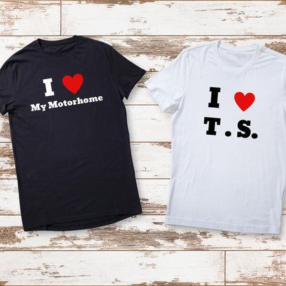 I Heart Personalised Cotton T-Shirt, White and Black, S-XXL - Top Tee