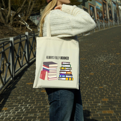 Be Buz Always Fully Booked Reusable Tote Bag Funny Library Cotton Tote Bag Casual Bag for Work Shopping Travel School Bag Book Lovers Gift