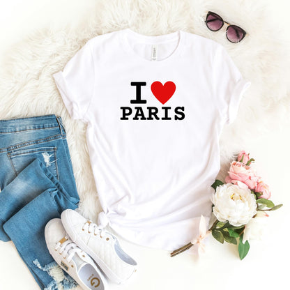 Be Buz I Love Paris T-Shirt Unisex Graphic Tee with Classic Heart Design Trendy France Souvenir Shirt for Men and Women French City Pride Tee - Top Tee