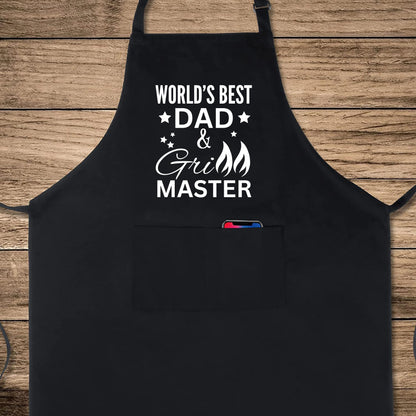 World Best Dad Grill Master Funny Aprons for Mens Dad Aprons Gift for Him Chef Apron Kitchen Apron BBQ Apron Grill Apron Father Day Gift Black Apron