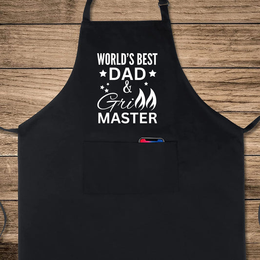 World Best Dad Grill Master Funny Aprons for Mens Dad Aprons Gift for Him Chef Apron Kitchen Apron BBQ Apron Grill Apron Father Day Gift Black Apron