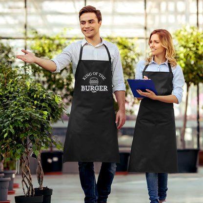 King of the Burger Personalized Burger Apron with Name - Custom Name Grilling Apron for Men and Women Cooking Apron gift for him her
