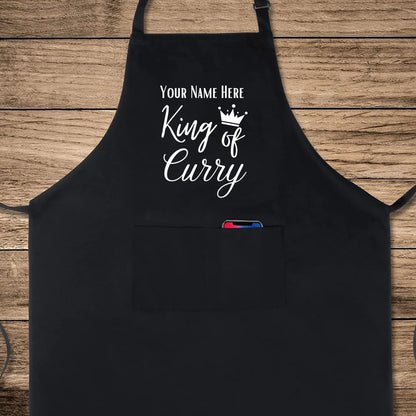 King of Curry Custom Apron Personalised Aprons Grill Apron Gift for Him Her Aprons for Mens Dad Apron Chef Apron Kitchen Apron BBQ Apron Father Day Gift Black Apron