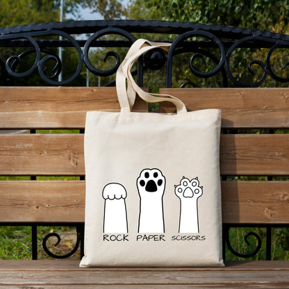 Be Buz Rock Paper Scissors Cat Paw Tote Bag Playful and Stylish Bag for Cat Lovers Reusable Casual Bag for Work Shopping Travel