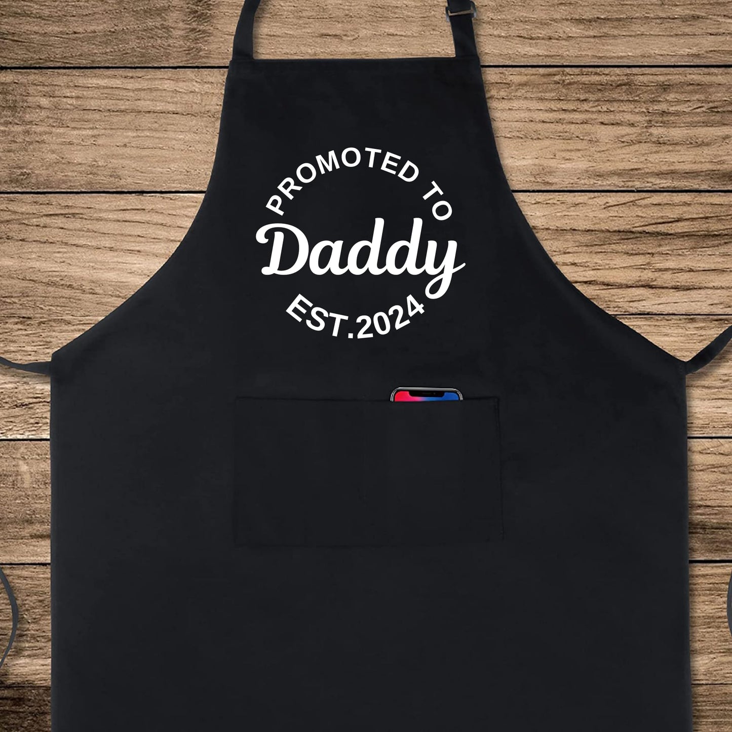 Promoted to Daddy Funny Aprons for Mens Dad Aprons Gift for Him Chef Apron Kitchen Apron BBQ Apron Grill Apron Father Day Gift Black Apron