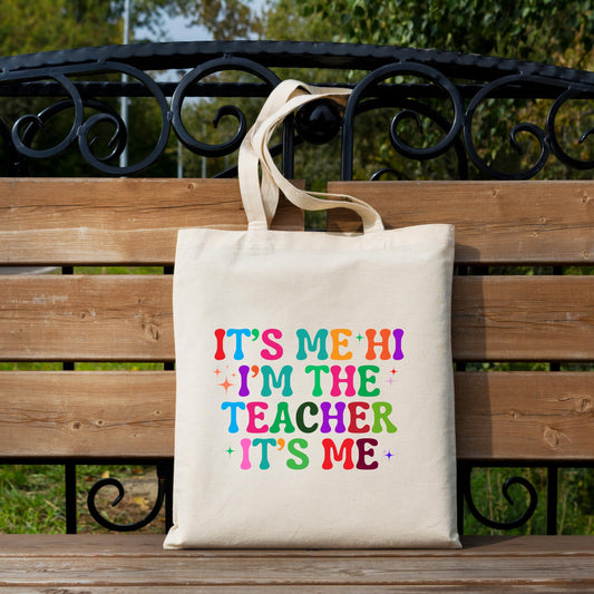Be Buz Its Me Hi I'm the Teacher It's Me Tote Bag Teacher Appreciation Gift Bags, funny tote bag teacher gift tote womens tote