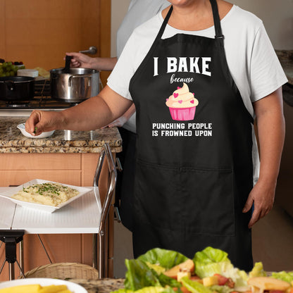 I Bake Because Punching People Frowned Upon Funny Aprons for Men Women Gift for her Chef Apron Kitchen Apron BBQ