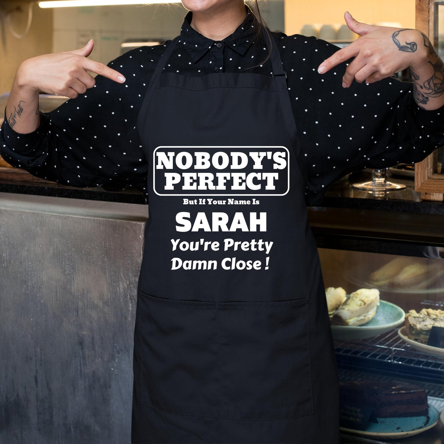 Nobody's Perfect Customised Printed Apron For Kitchen BBQ grill chef Aprons for Men Women Create Personalised Apron with Pockets Custom Apron gift for Him Her
