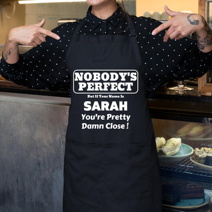 Nobody's Perfect Customised Printed Apron For Kitchen BBQ grill chef Aprons for Men Women Create Personalised Apron with Pockets Custom Apron gift for Him Her