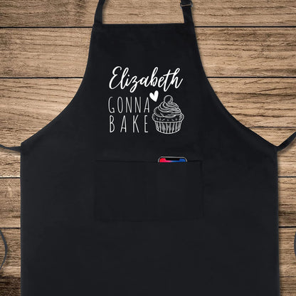 Custom Baking Apron with Adjustable Straps and Two Pockets Personalised Aprons Gift for Him Her Aprons for Women Kitchen Apron Baking Apron Mother Day Gift Black Apron