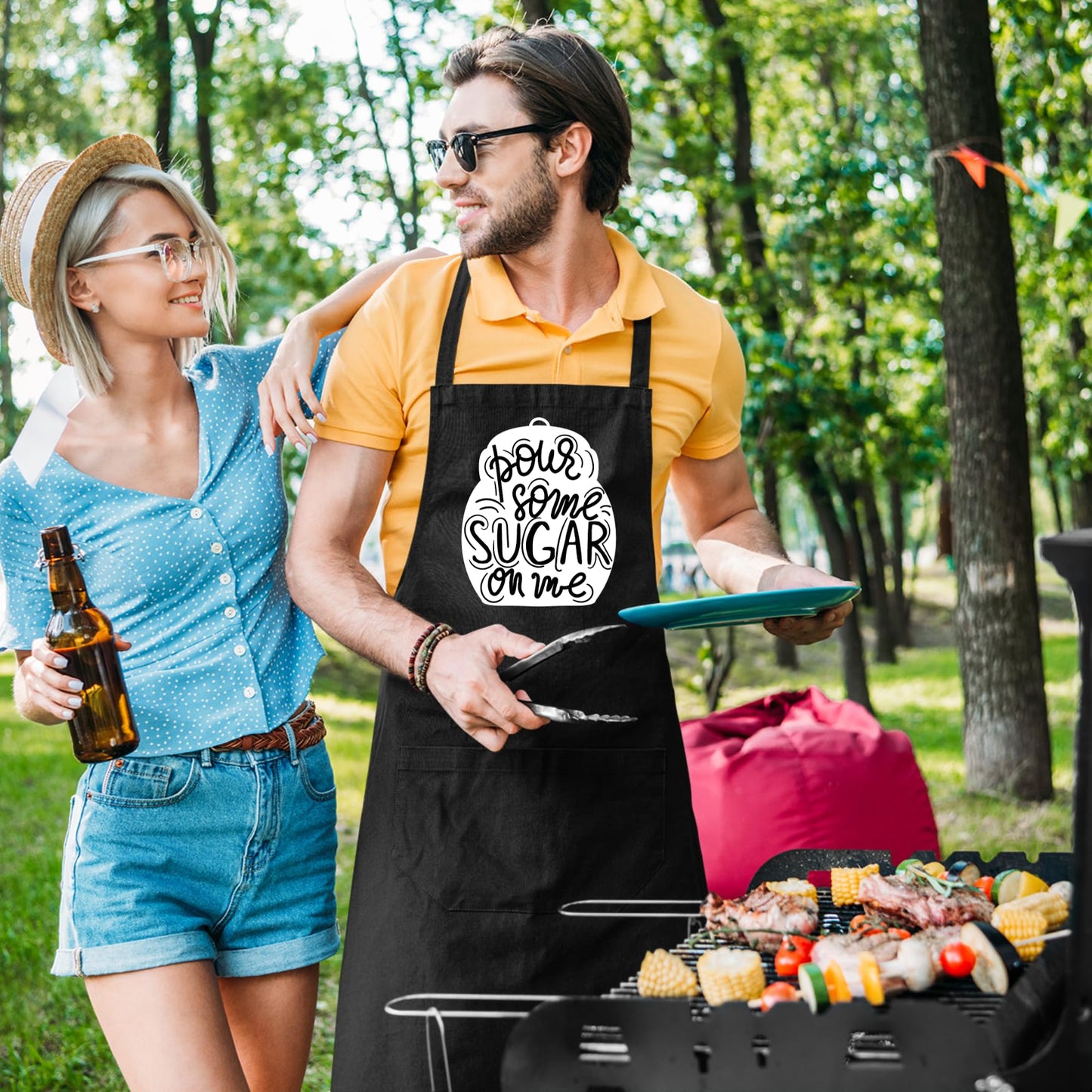 Pour Some Sugar On Me Funny Aprons for men Printed Apron Gift for Her Chef Apron Kitchen Apron BBQ Apron Gift Baking Apron Father Day Gift