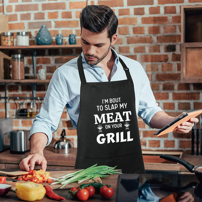I'm Bout To Slap My Meat On Your Grill Funny Aprons for women Gift for father Christmas