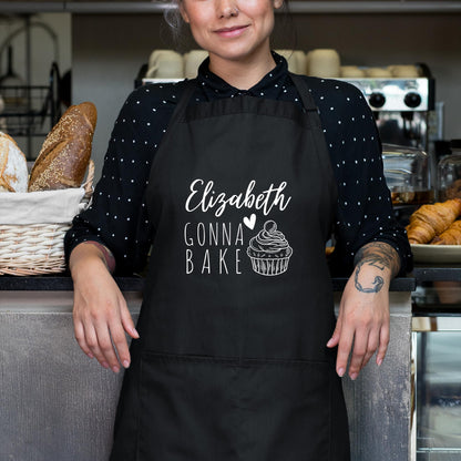 Custom Baking Apron with Adjustable Straps and Two Pockets Personalised Aprons Gift for Him Her Aprons for Women Kitchen Apron Baking Apron Mother Day Gift Black Apron