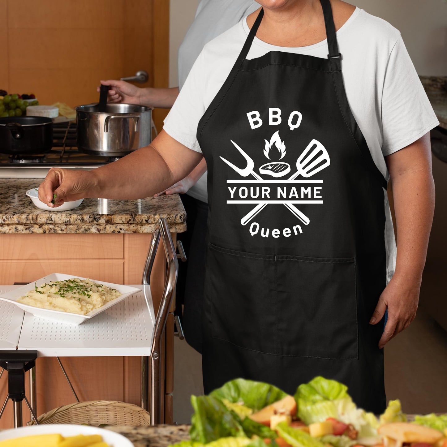 Personalized King of the BBQ Apron - Custom Name Grilling Apron for Home Cooking, BBQ, and Chef Enthusiasts Adjustable Durable and Stylish Kitchen Apron