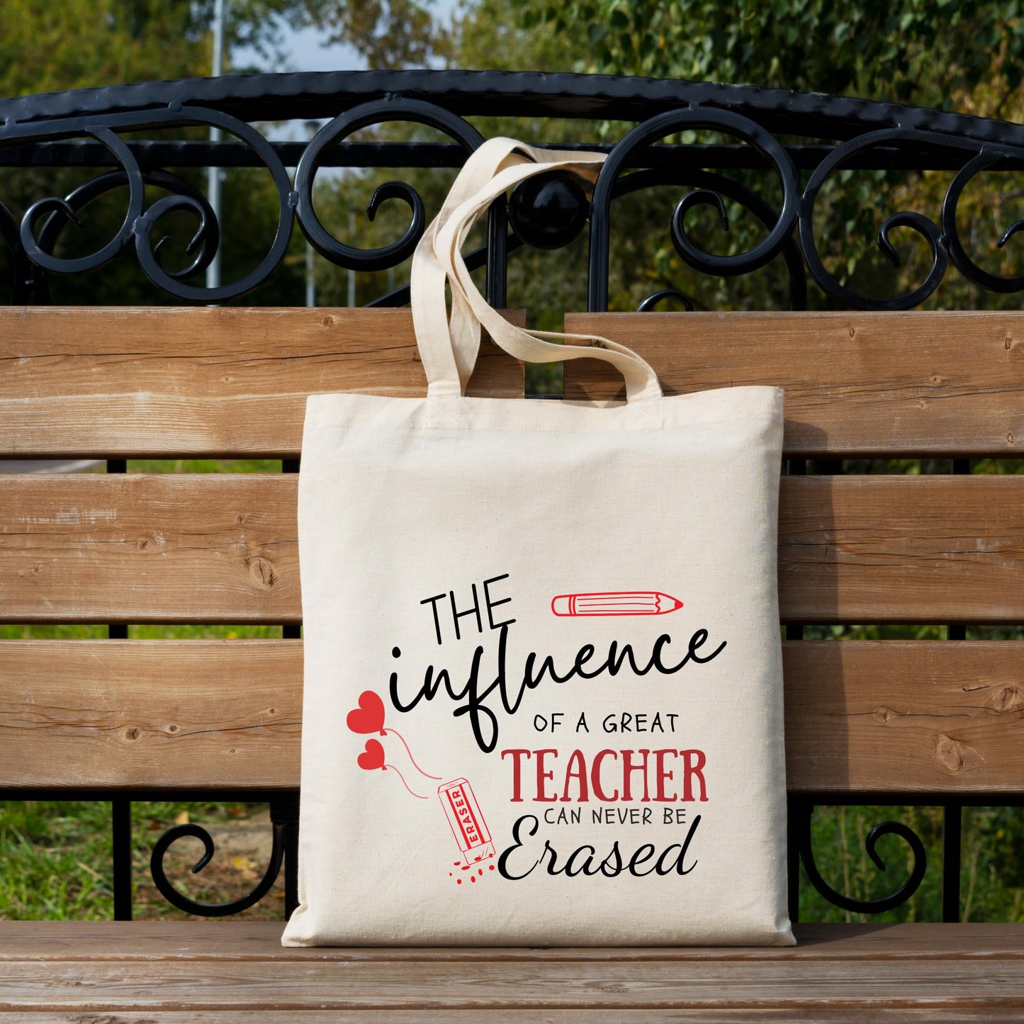 Be Buz The Influence of a Great Teacher Cotton tote bag Inspirational Teacher Appreciation Gift Reusable Casual Bag for Work Shopping Travel