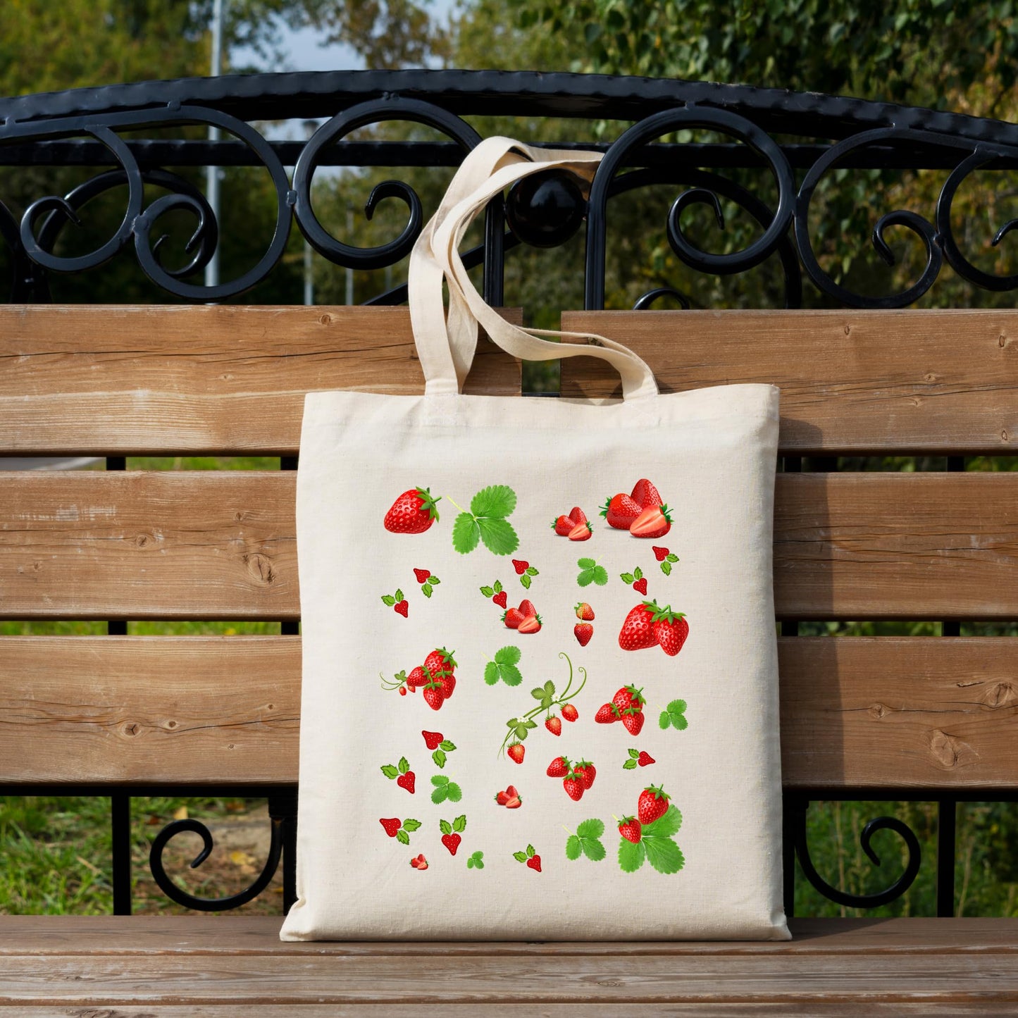 Be Buz Strawberry Tote Bag for Women Stylish, Spacious, and Eco Friendly Cotton Shopping Bag Reusable Casual Bag for Work Shopping Travel