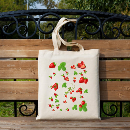 Be Buz Strawberry Tote Bag for Women Stylish, Spacious, and Eco Friendly Cotton Shopping Bag Reusable Casual Bag for Work Shopping Travel