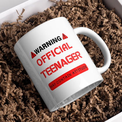 Warning Official Teenager Mug Funny Teen Attitude Gift Mug Birthday Gift for Teens, Boys or Girls Sarcastic Coffee Cup for Teenagers