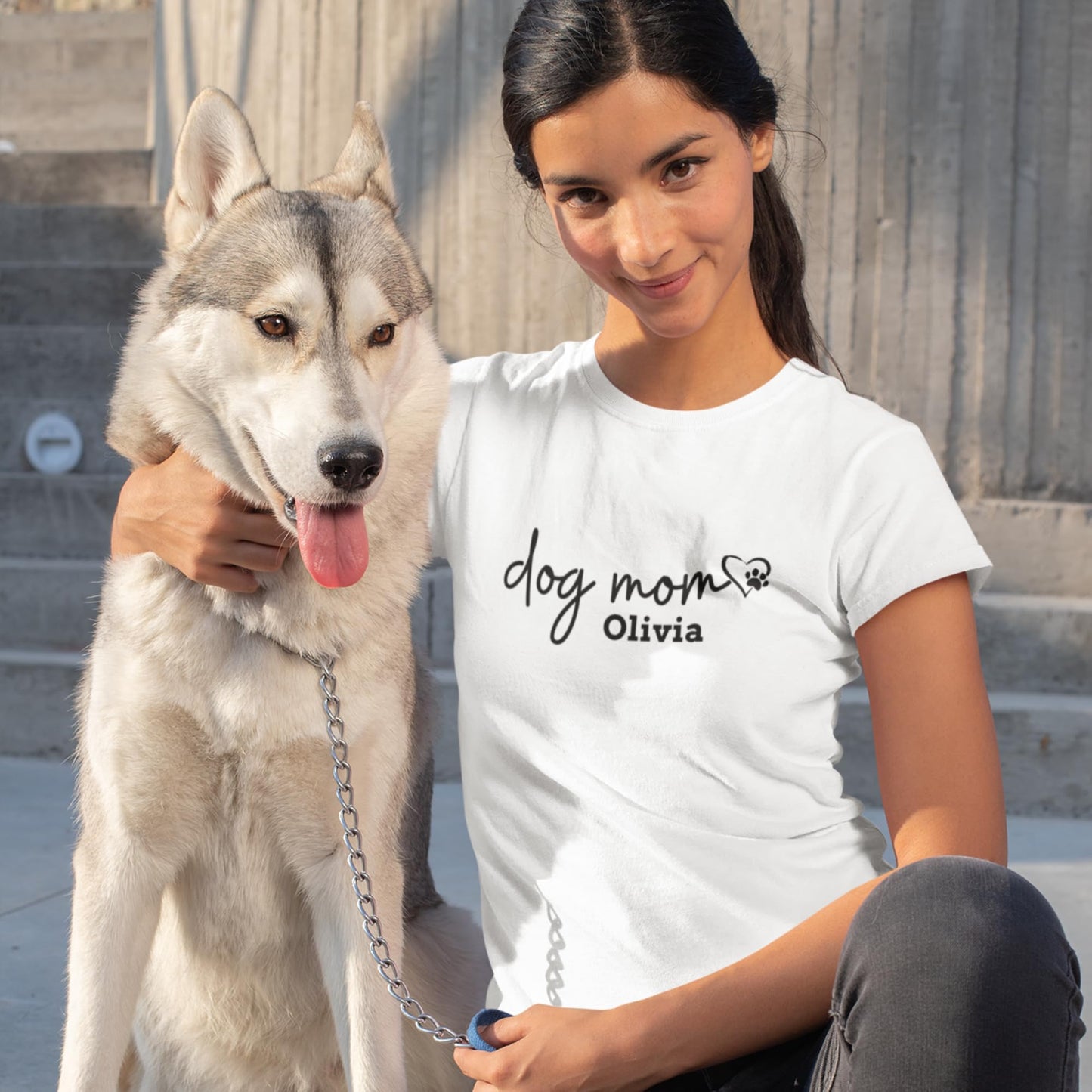 Be Buz Custom Dog Mom T-Shirt Personalized Women's Shirt Pet Lover Women's Graphic Birthday Gift for Her