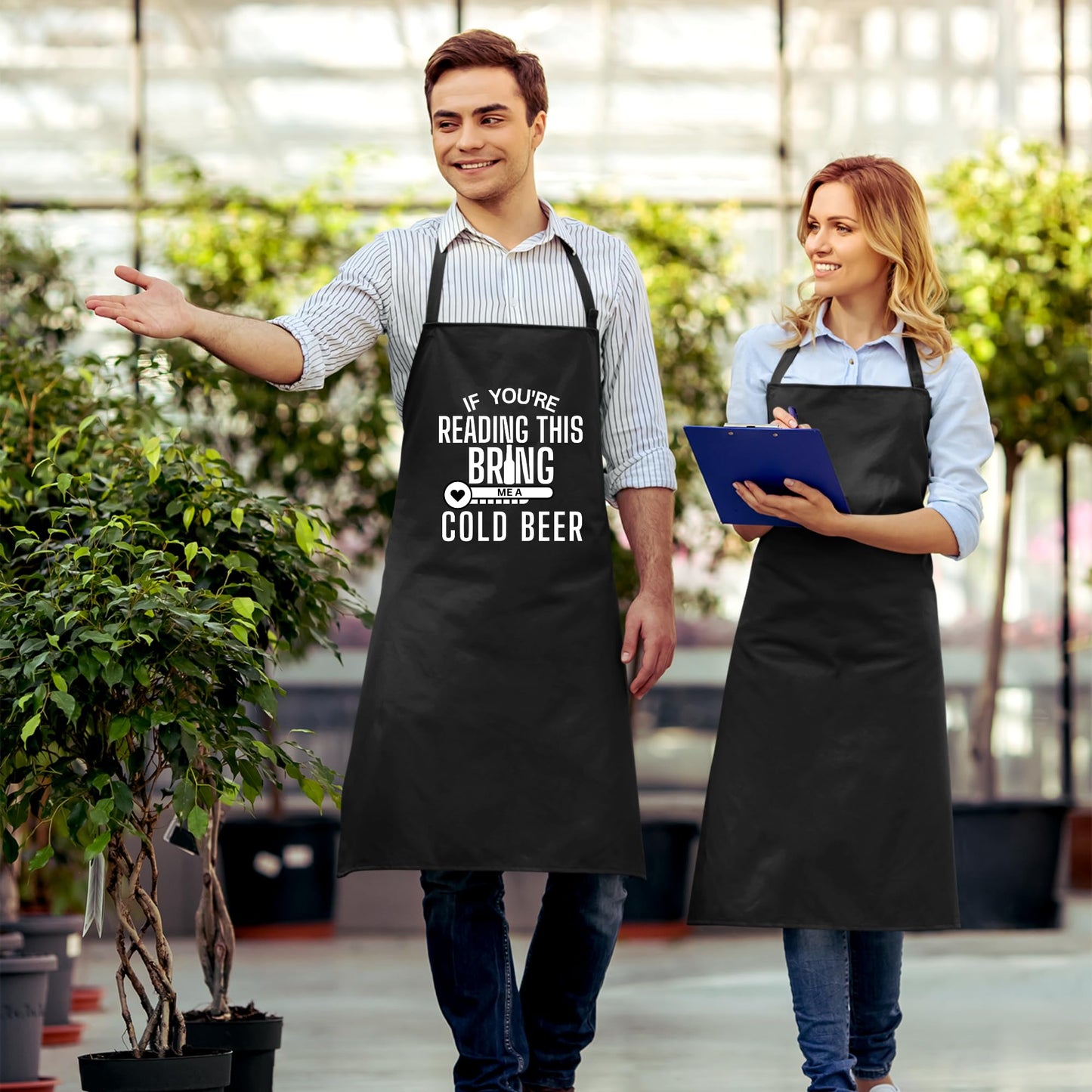 If You are Reading This Bring Me A Cold Beer Aprons for Women men Funny Printed Apron Gift for Her Chef Apron Kitchen Apron BBQ Apron Gift Baking Apron Father Day Gift