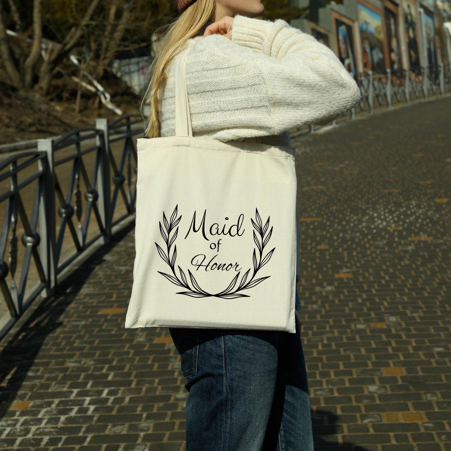 Be Buz Bridal Shower Gifts for Bride The Bride Maid Of Honour tote bag Hen Party Cotton Tote Reusable Casual Bag for Work Shopping Travel