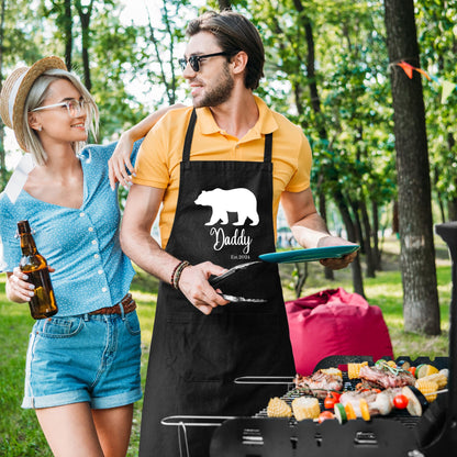 Daddy Bear Funny Aprons for Mens Dad Aprons Gift for Him Chef Apron Bear Dad Apron Kitchen Apron BBQ Apron Grill Apron Father Day Gift Black Apron