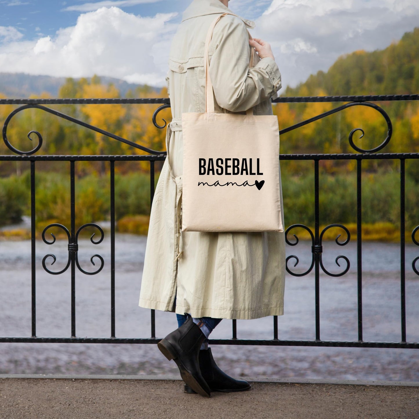 Be Buz Baseball Mama Tote Bag Reusable Cotton Bag for Game Day, Travel, or Everyday Use Sports Mom Gift Softball or Baseball Fan Tote for Moms
