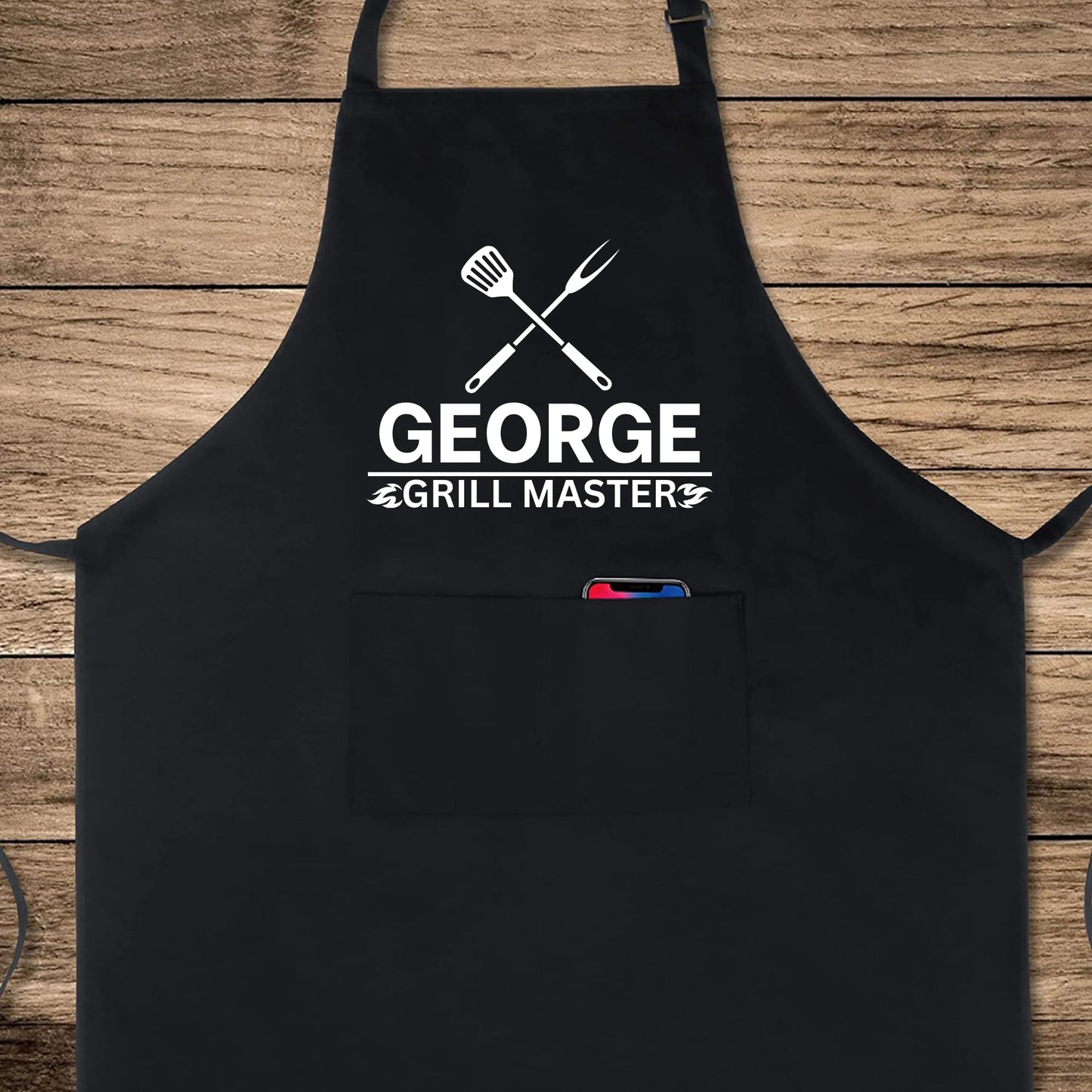 Custom Name Grill Master Apron Personalised Aprons Grill Apron Gift for Him Her Aprons for Mens Dad Apron Chef Apron Kitchen Apron BBQ Apron Father Day Gift Black Apron