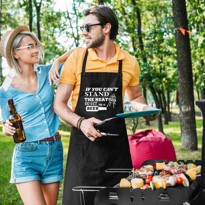 If You Can't Stand The Heat Go Get Me A Beer Funny Aprons for men Printed Apron Gift for Her Chef Apron Kitchen Apron BBQ Apron Gift Baking Apron Father Day Gift