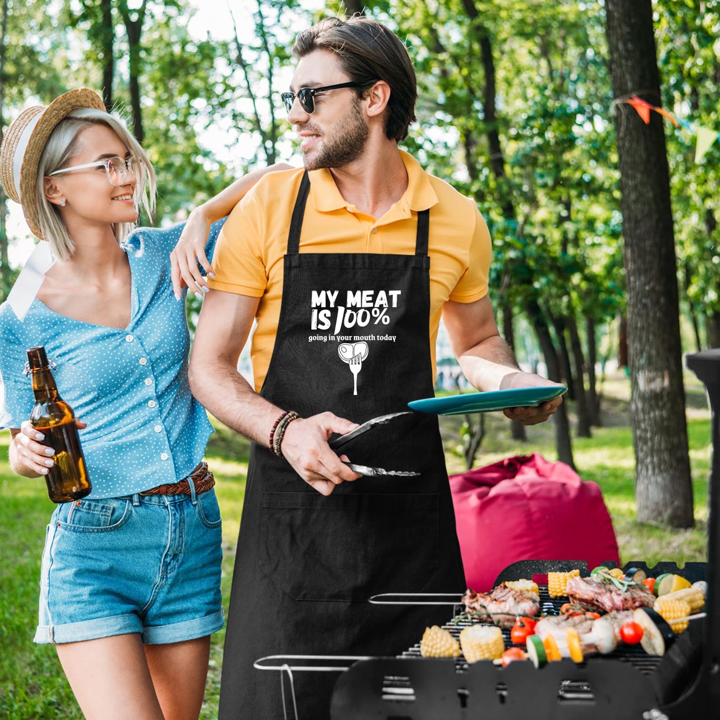 My Meat Is 100% Going in Your Mouth Today Funny Aprons for men Printed Apron Gift for Her Chef Apron Kitchen Apron BBQ Apron Gift Baking Apron Father Day Gift