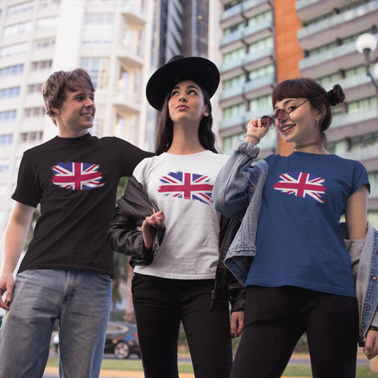 Be Buz Union Jack Flag T-Shirt for Women Great Britain Ladies Cool Distressed Flag Cotton Shirt Gift for her - Top Tee