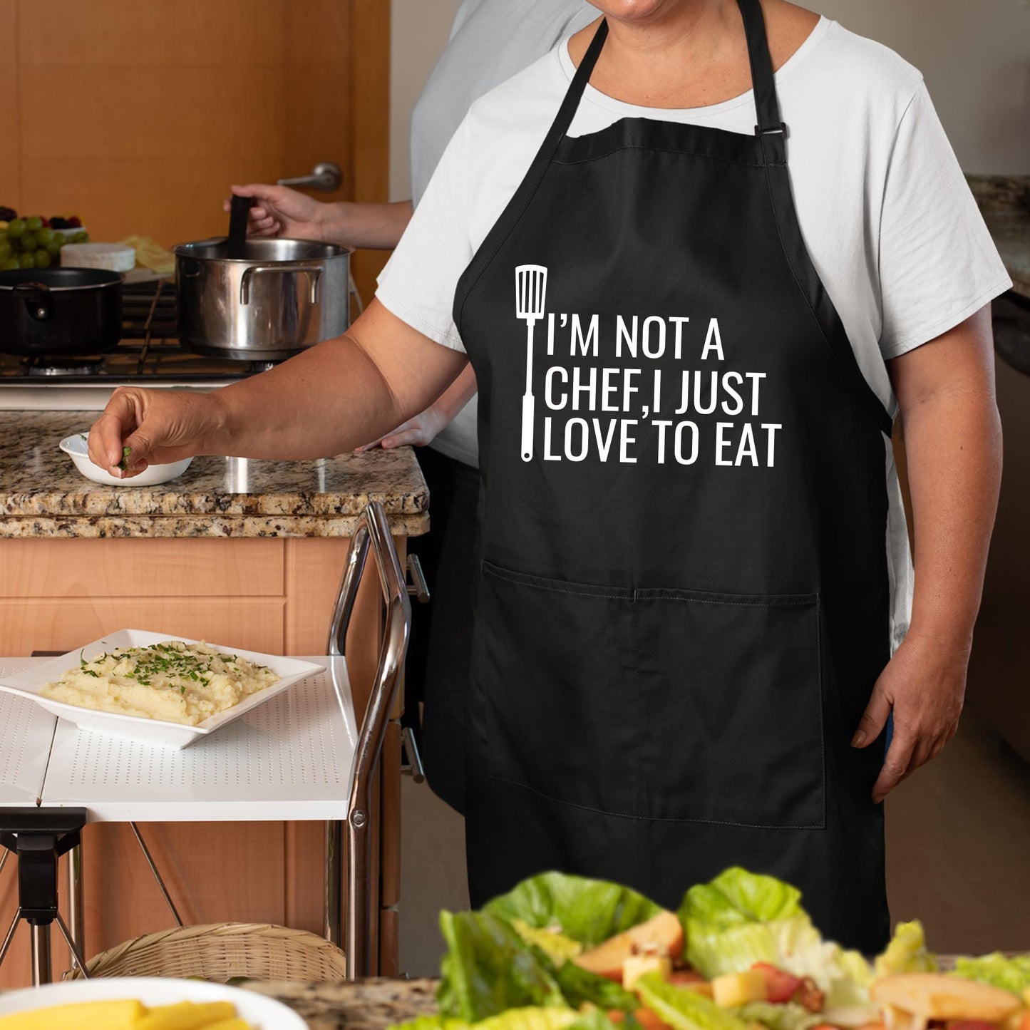 I am Not A Chef I Just Love to Eat Funny Aprons for Women Aprons for Men Gift for Her Chef Apron Kitchen Apron BBQ Apron Grill Apron Father Day Gift Black Apron
