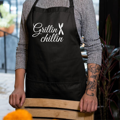 Grillin Cillin Chef Funny Aprons for Women Printed Apron Gift for Her Chef Apron Kitchen Apron BBQ Apron Gift Baking Apron Father Day Gift