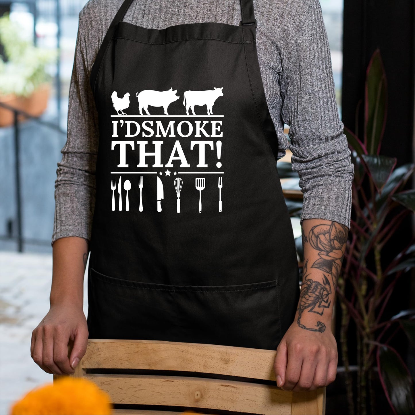 I'D Smoke That Funny Aprons for Women Printed Apron Gift for Her Chef Apron Kitchen Apron BBQ Apron Gift Baking Apron Father Day Gift