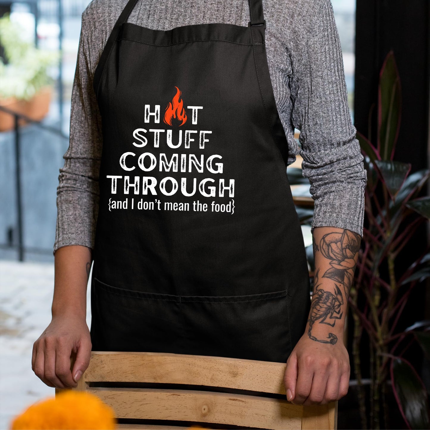 Hot Stuff Coming Through And I Don't Mean The food Funny Aprons for Women Printed Apron Gift for Her Chef Apron Kitchen Apron BBQ Apron Gift Baking Apron Father Day Gift
