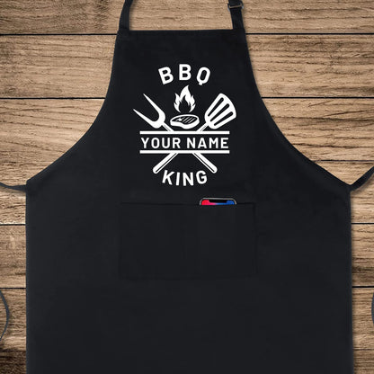 Personalized King of the BBQ Apron - Custom Name Grilling Apron for Home Cooking, BBQ, and Chef Enthusiasts Adjustable Durable and Stylish Kitchen Apron