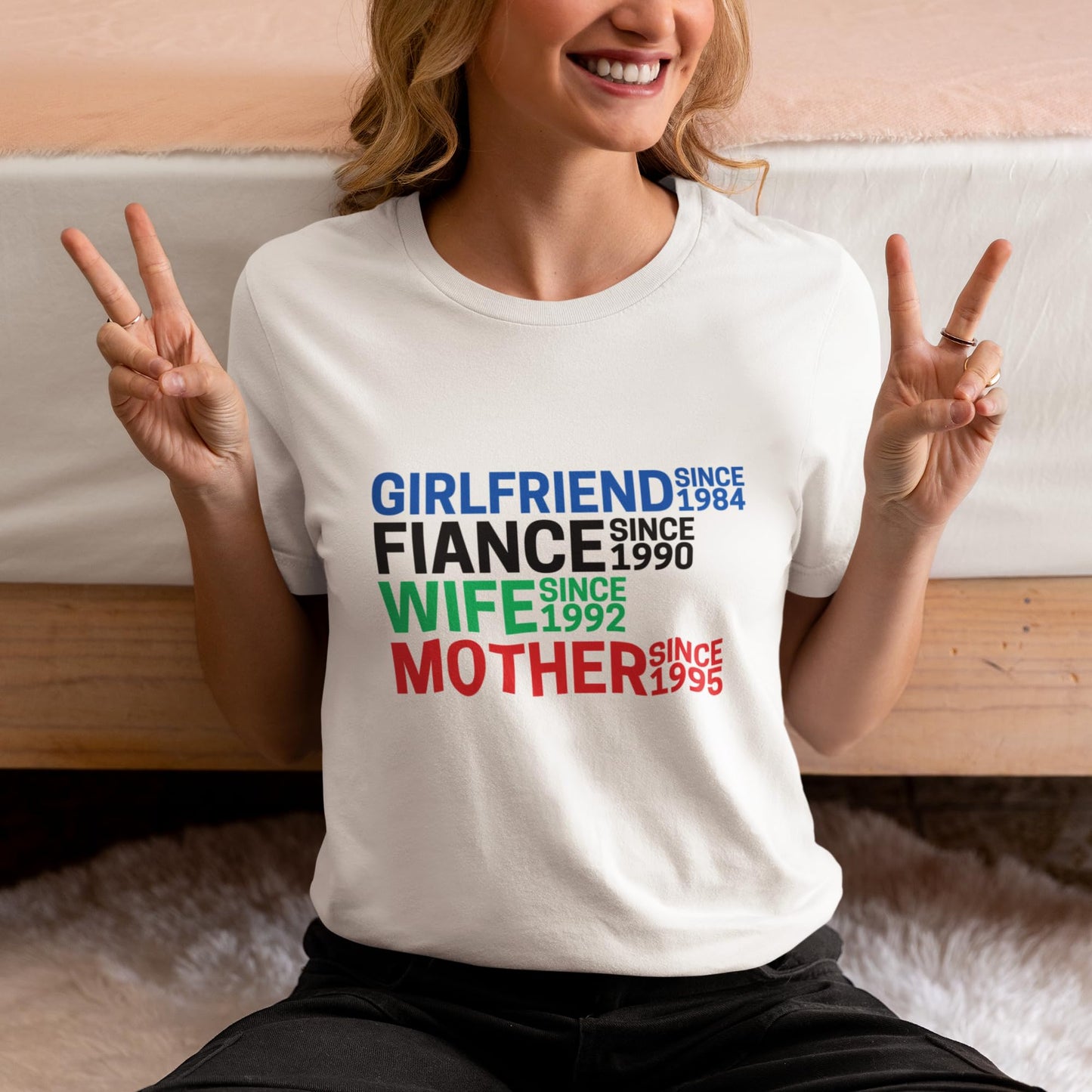 Be Buz Custom Girlfriend Fiancé Wife Mother T-Shirt Personalized Date Milestone Women’s Graphic Tee Funny Relationship Shirt