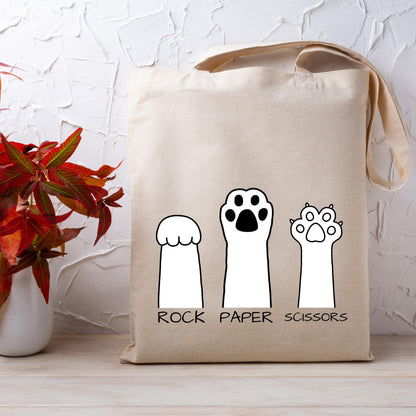 Be Buz Rock Paper Scissors Cat Paw Tote Bag Playful and Stylish Bag for Cat Lovers Reusable Casual Bag for Work Shopping Travel