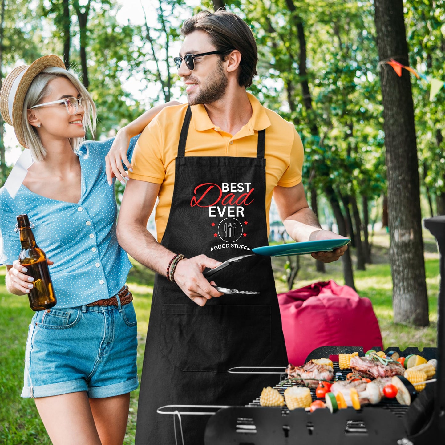 Best Dad Ever Good Stuff Funny Aprons for Mens Dad Aprons Gift for Him Chef Apron Kitchen Apron BBQ Apron Grill Apron Father Day Gift Black Apron