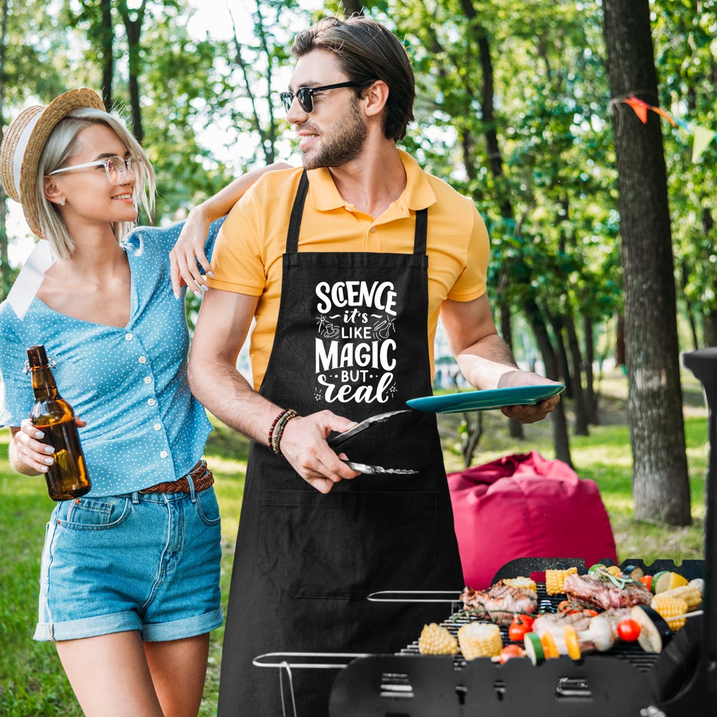 Science It's Like Magic But Real Funny Aprons for men Printed Apron Gift for Her Chef Apron Kitchen Apron BBQ Apron Gift Baking Apron Father Day Gift