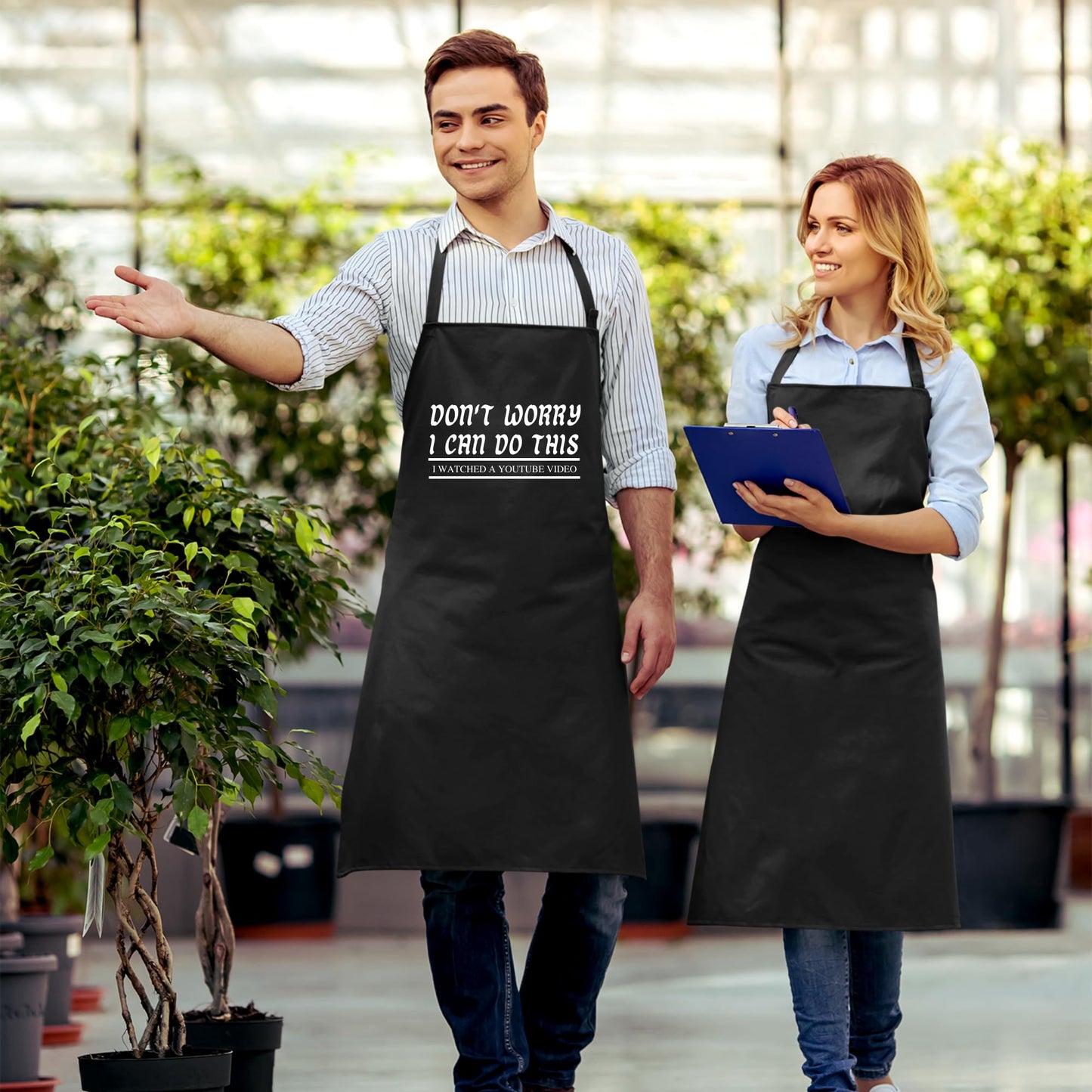 Dont Worry I can Do This Funny Aprons for Men adjustable bib apron with pockets for cooking black chef apron