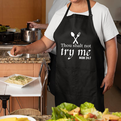 Thou Shalt not try me Funny Aprons for Women Printed Apron Gift for Her Chef Apron Kitchen Apron BBQ Apron Gift Baking Apron Father Day Gift