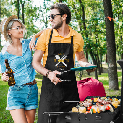 King Of The Kitchen Custom Apron Personalised Chef Aprons Grill Apron Gift for Him Her Aprons for Mens Dad Apron Kitchen Apron BBQ Apron Father Day Gift Black Apron