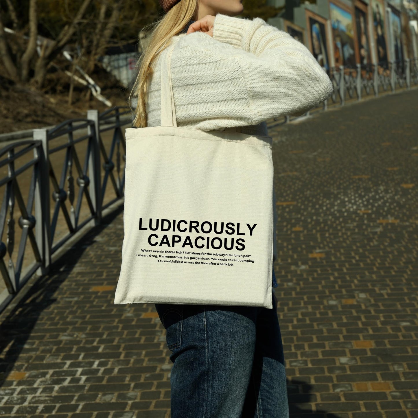 Be Buz Succession Ludicrously Capacious Cotton Tote Bag Gift for Friends Gift for him her Reusable Casual Bag for Work Shopping Travel