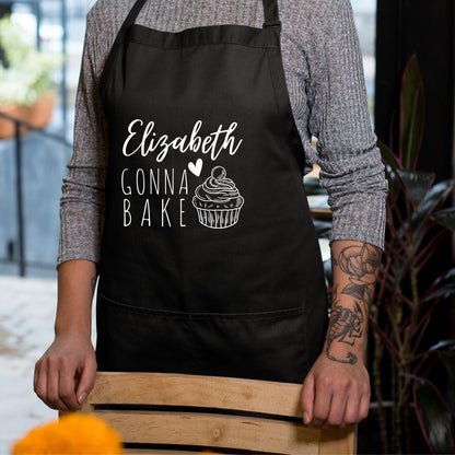 Custom Baking Apron with Adjustable Straps and Two Pockets Personalised Aprons Gift for Him Her Aprons for Women Kitchen Apron Baking Apron Mother Day Gift Black Apron